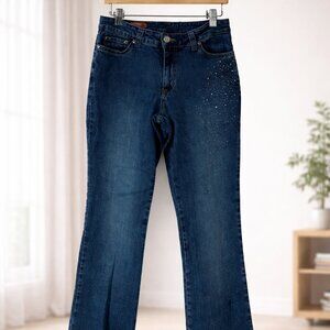 Mia Jeans Authentic Dungarees Rhinestone Bootcut Jeans Size 8 Y2K